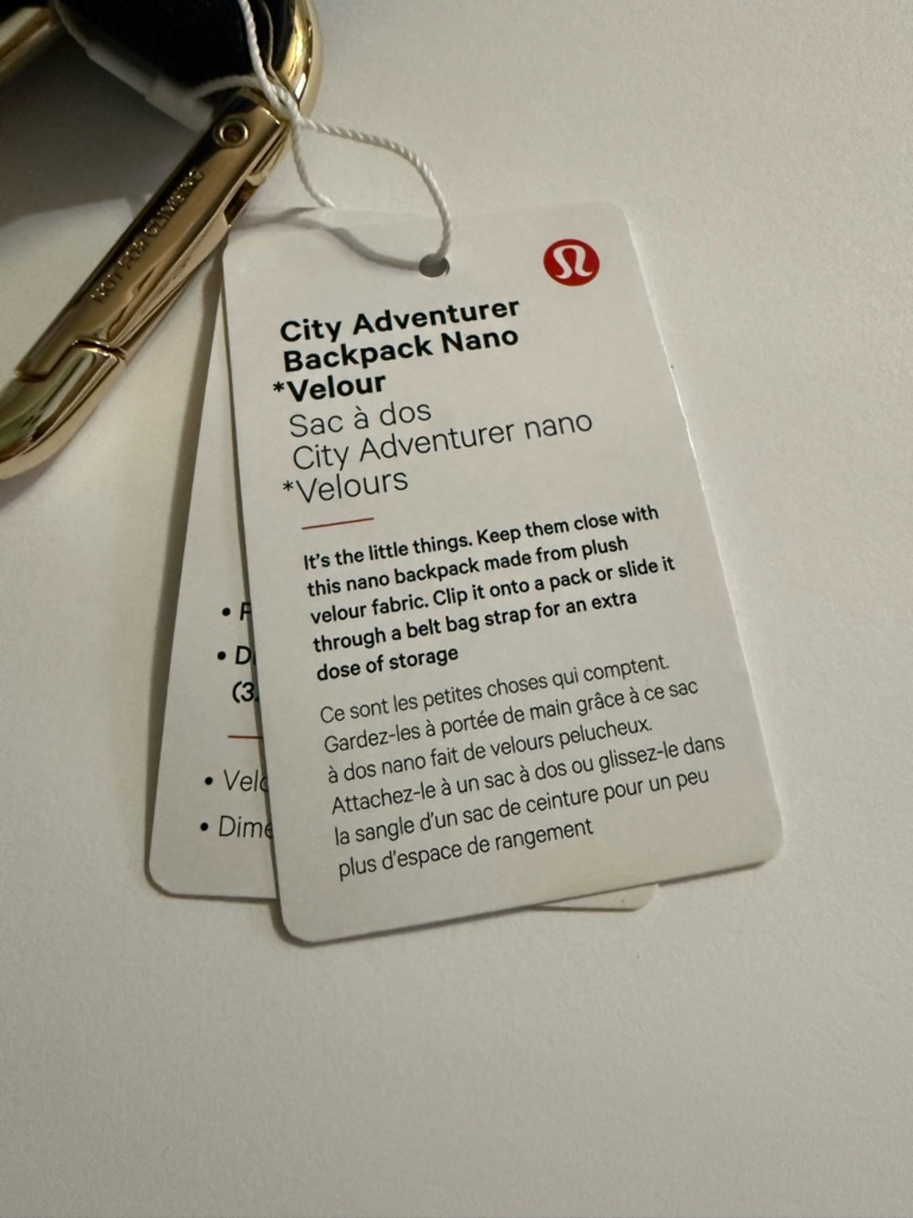 lululemon athletica Mini Backpack Keychain in Black with Gold Hardware - Picture 10 of 11
